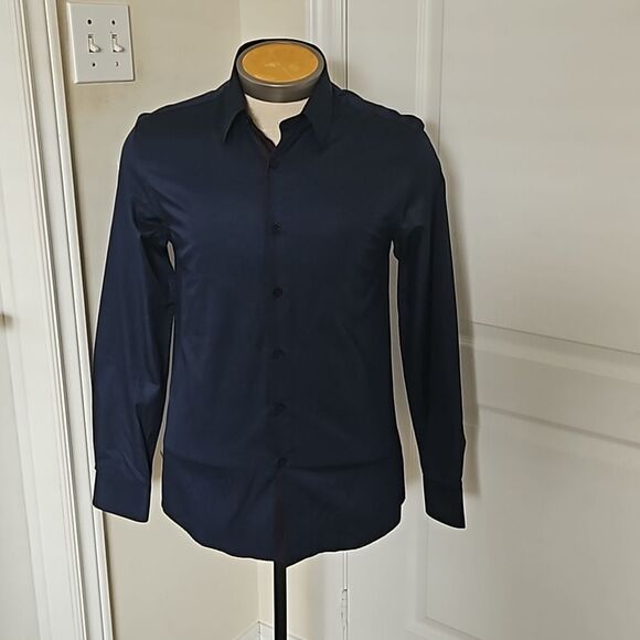Le Chateau Men's Tailored Fit Button-Down Long Sleeves Shirt 15-15.5 XS Navy Blu - Picture 2 of 16